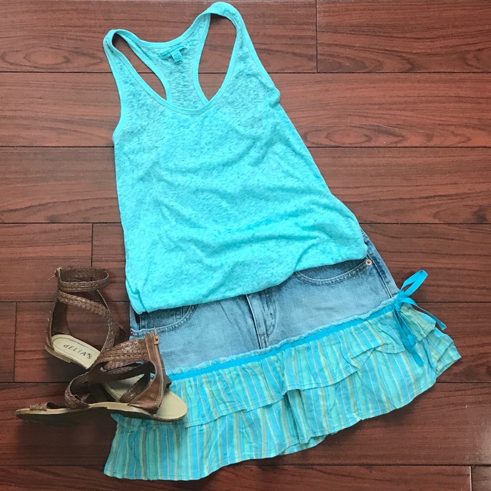 Jean skirt with ruffles